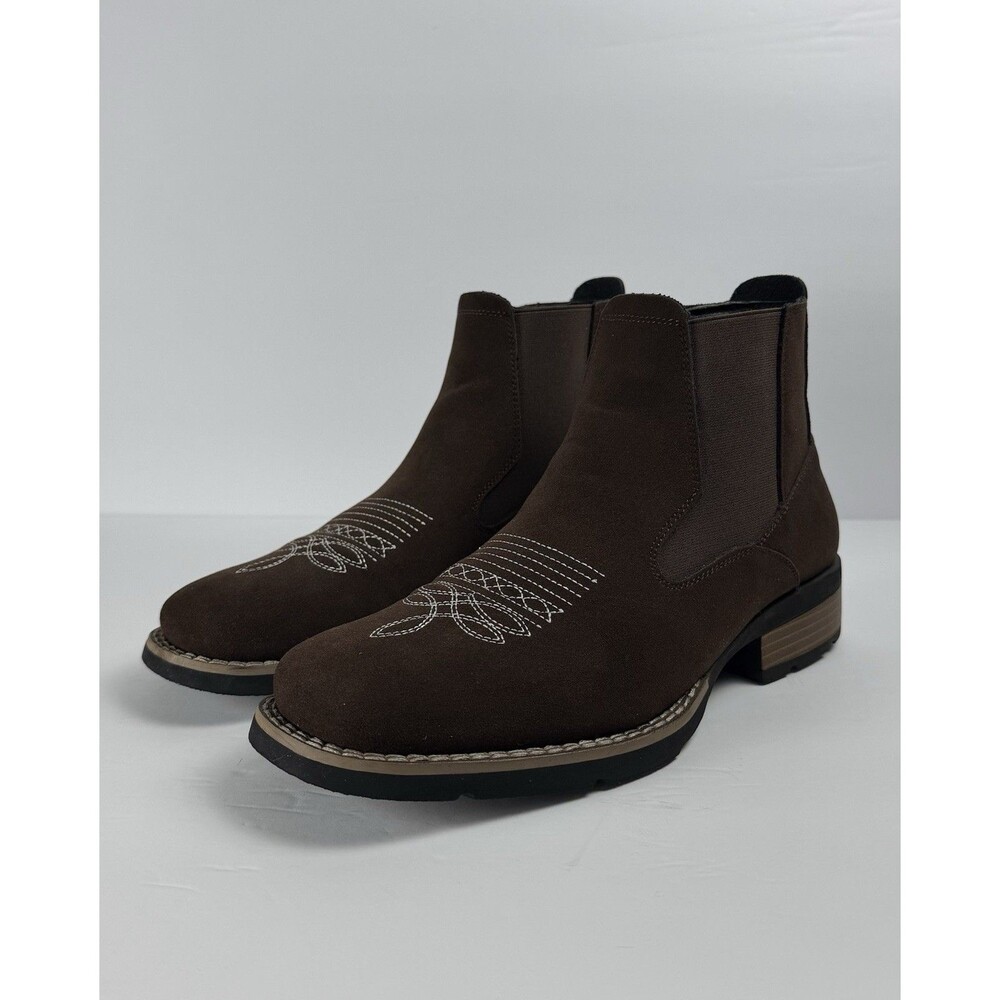 Vintage Men’s Chelsea Boots Brown Western Cowboy Embroidered Size 40